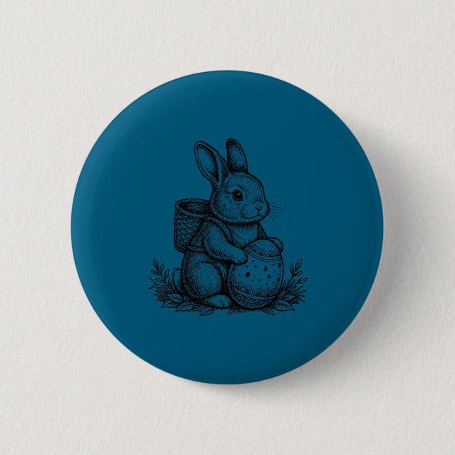 Süßer Osterhase mit Eierkorb Button (Vorderseite)