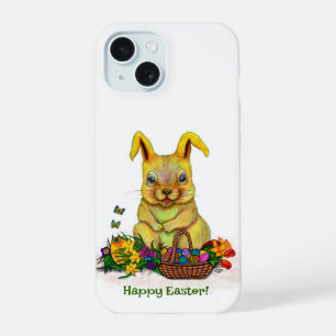 Süßer Osterhase mit Eiern und Blumen iPhone 15 Hülle