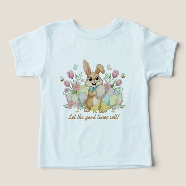 Süßer Osterhase mit farbenfrohen Eiern und Frühlin (Design Vorderseite)