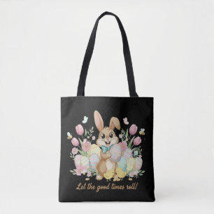 Süßer Osterhase mit farbenfrohen Eiern und Frühlin
