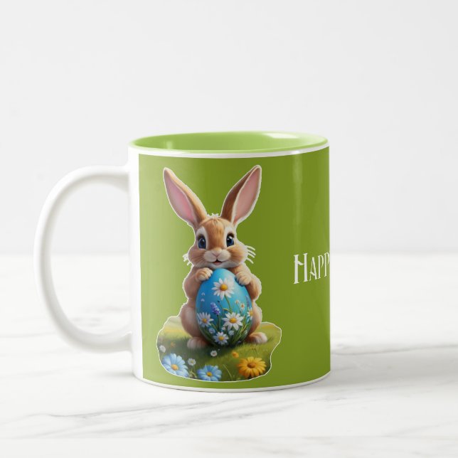 Süßer Osterhase mit Osterei -  Zweifarbige Tasse (Links)