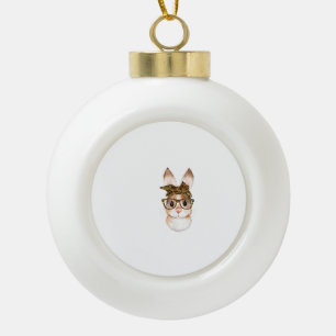 Süßer Osterhase Mom Oster Leopard Jahr des R Keramik Kugel-Ornament