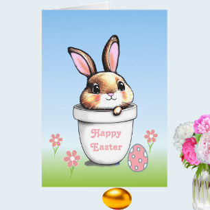Süßer Osterhase & Osterei auf Hellblau