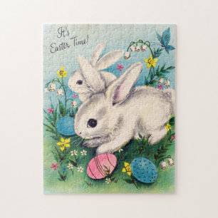 süßer Osterhase Retro Vintage Puzzle