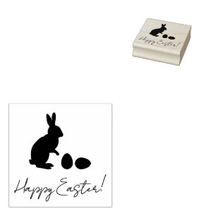 Süßer Osterhase und Eier Frohe Ostern Text Gummistempel