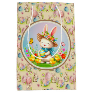 Süßer Osterhase und glückliche Frühlingsblumen Fei Mittlere Geschenktüte