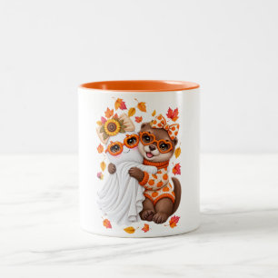 Süßer Otter-Geist Halloween Herbst Zweifarbige Tasse