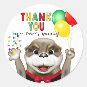 Süßer Otter im Smoking Danke Runder Aufkleber