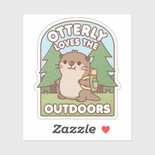 Süßer Otter liebt die Natur beim Wandern Otter-Pun Aufkleber
