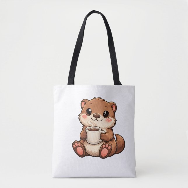 Süßer Otter mit Kaffee – Gemütliches Kawaii-Tier (Vorderseite)