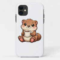 Süßer Otter mit Kaffee – Gemütliches Kawaii-Tier