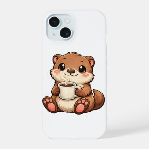Süßer Otter mit Kaffee – Gemütliches Kawaii-Tier iPhone 15 Hülle