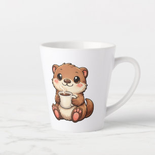 Süßer Otter mit Kaffee – Gemütliches Kawaii-Tier Milchtasse
