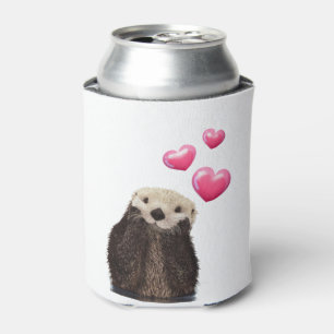 Süßer Otter mit rosa Liebesherzen Dosenkühler