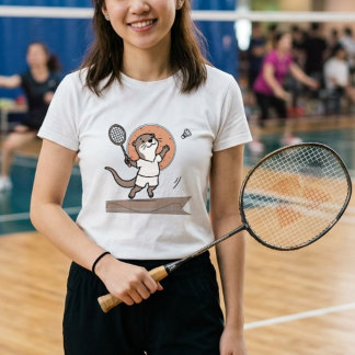 Süßer Otter spielt Badminton Tri-Blend Shirt