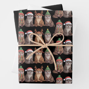 Süßer Otter Weihnachten Lustige Weihnachtslichter  Geschenkpapier Set