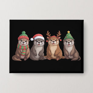 Süßer Otter Weihnachten Lustige Xmas Lichter Tier  Button