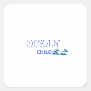Süßer Ozean-Kind-Aufkleber Tropische Strand-Kinder Quadratischer Aufkleber