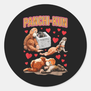 Süßer Panchi-Kun-Babyaffe, lustiger Affe, witziges Runder Aufkleber