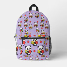 Süßer Panda-Apfel-Schulmuster Lila