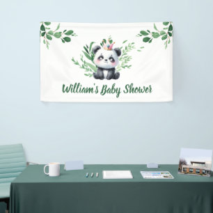 Süßer Panda-Aquarell-Grünzeug-Dusche Banner
