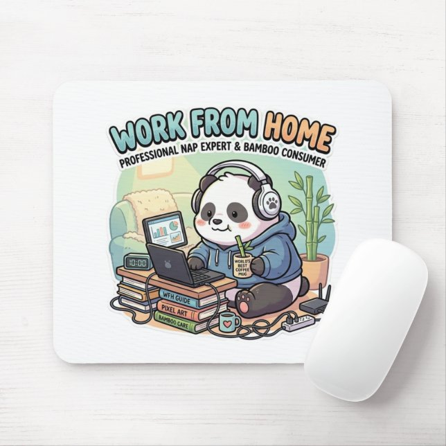 Süßer Panda arbeitet von zu Hause aus   Mousepad (Mit Mouse)
