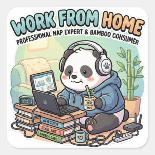 Süßer Panda-Arbeitsplatz-Sticker  Quadratischer Aufkleber