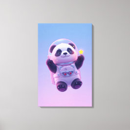 Süßer Panda-Astronaut Kinder-Wandkunst – Lustiger Leinwanddruck