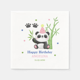 Süßer Panda-Bambus-Geburtstag Serviette