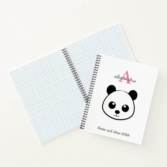 Süßer Panda-Bär 2026 Notizbuch – Personalisiert  (Innenseite)