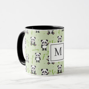 Süßer Panda-Bär-Bambus-Kawaii-Tiere-Monogramm Tasse