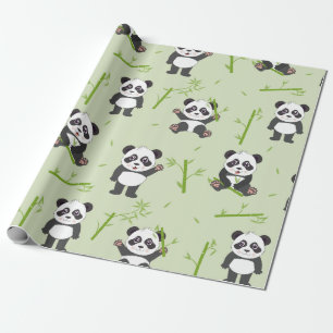 Süßer Panda-Bär-Bambus-Kawaii-Tiermuster Geschenkpapier