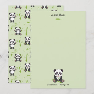 Süßer Panda-Bär-Bambus-Kawaii-Tiermuster Mitteilungskarte