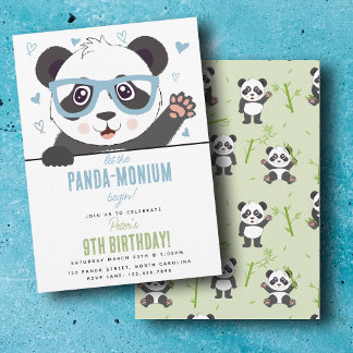 Süßer Panda-Bär Kawaii Jungen-Geburtstagsfeier Einladung