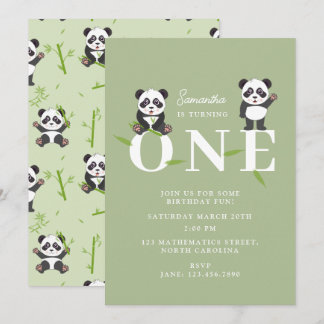 Süßer Panda-Bär Kawaii Kinder Erster Geburtstag Einladung