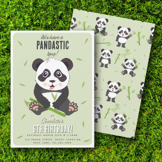 Süßer Panda Bär Kawaii Kinder Geburtstagsfeier Einladung