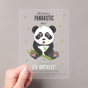 Süßer Panda-Bär Kawaii Kindergeburtstagsfeier Acryleinladungen