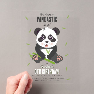 Süßer Panda-Bär Kawaii Kindergeburtstagsfeier Acryleinladungen