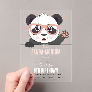 Süßer Panda-Bär Kawaii Mädchen Geburtstagsfeier Acryleinladungen