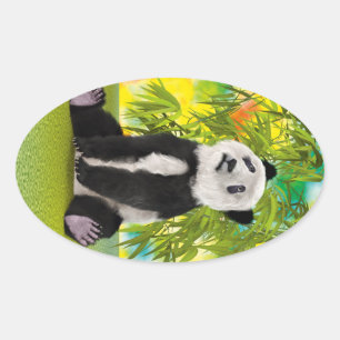 Süßer Panda-Bär Kawaii Tierliebhaber Perfektes Ges Ovaler Aufkleber