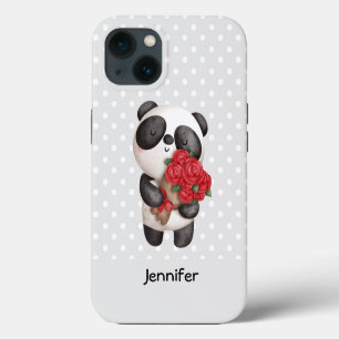 Süßer Panda-Bär mit Rosenstrauß iPhone 13 Hülle