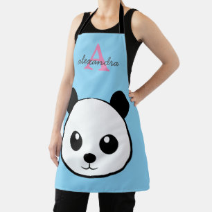 Süßer Panda-Bär – Personalisierte Monogramm-Küche Schürze