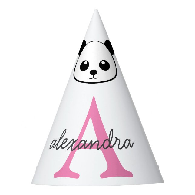 Süßer Panda-Bär – Personalisiertes Monogramm Partyhütchen (Vorderseite)