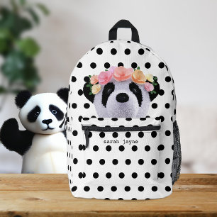 Süßer Panda-Bär Schwarz-Weiß-Punkte-Rucksack Bedruckter Rucksack