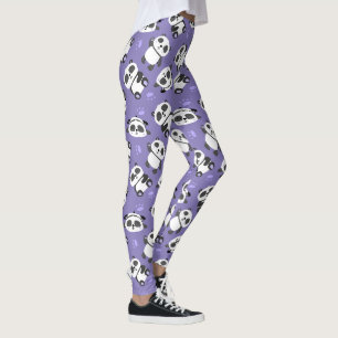 Süßer Panda-Bär-Tatzenfuß auf blauem Hintergrund Leggings