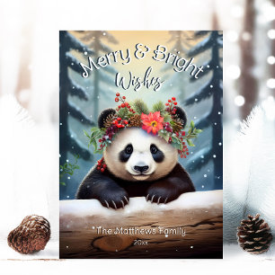 Süßer Panda-Bär-Wald-Weihnachten & Hell Feiertagskarte