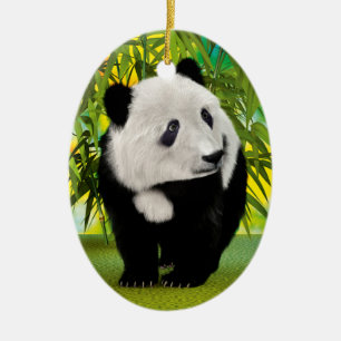 Süßer Panda-Bär-Welpe Kawaii-Tierliebhaber-Geschen Keramikornament