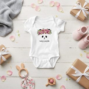 Süßer Panda-Bären-Gesicht-Blumenkronen-Baby-Body Baby Strampler