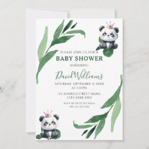 Süßer Panda-Blattwerk geschlechtsneutrale chic Bab Einladung