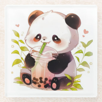 Süßer Panda-Bubble-Tea-Untersetzer | Kawaii-Boba-P Glasuntersetzer